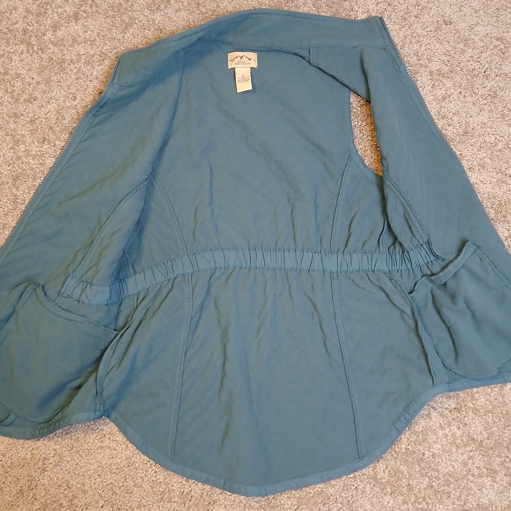 Blue Mountain Women Quilted Puffer Vest Teal Blue Chevron Fleece Lined Small - Picture 7 of 10